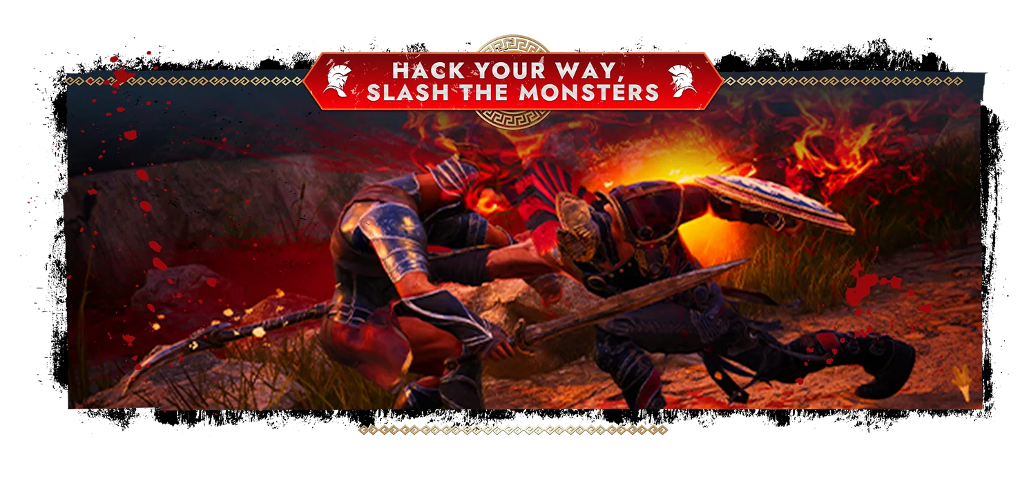 Achilles: Legends Untold, Keyart Hack Your Way, Slash the Monsters