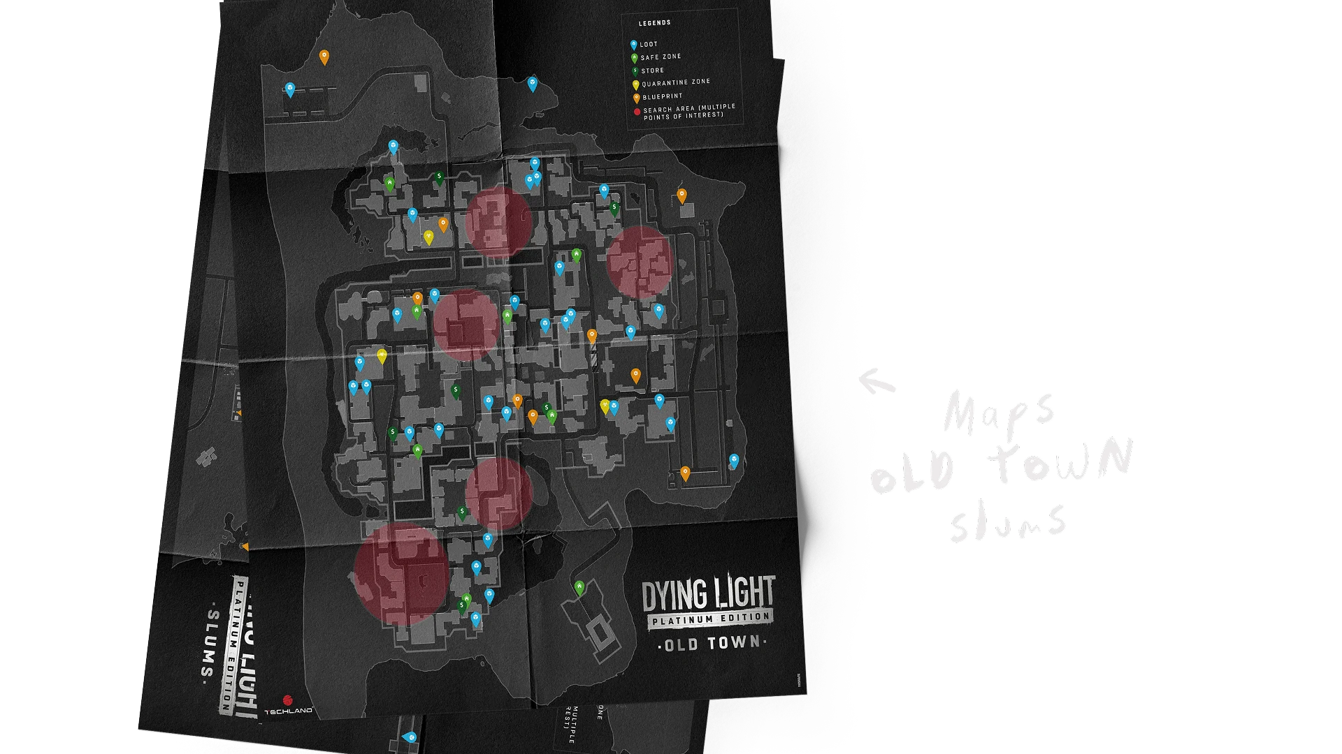 Dying Light, Składana mapa Old Town z autentycznymi zagięciami druku
