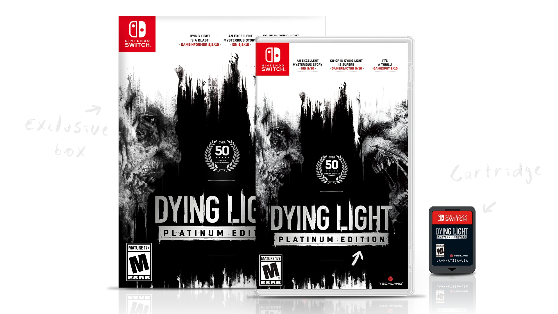 Dying Light Platinum Edition, pudełko Nintendo Switch i kartridż