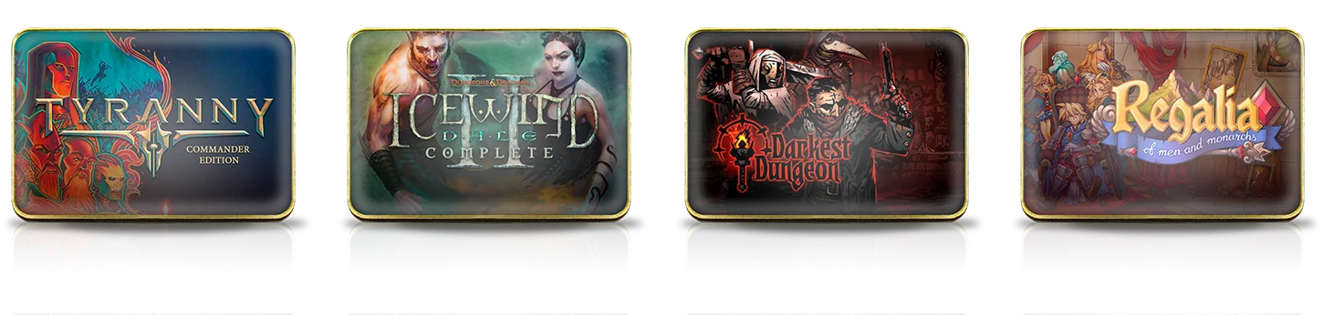 Karty kolekcjonerskie GOG, Tyranny, Icewind Dale, Darkest Dungeon, Regalia